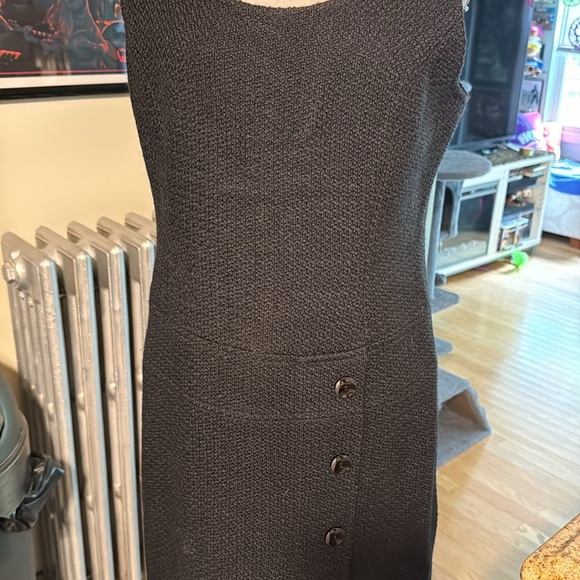 Yves Cossette Depeche Mode Wool Blend Textured Button Shift Dress size 8 - Picture 11 of 14